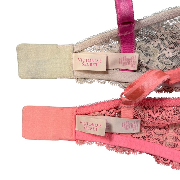 Victoria’s Secret Dream Angels Lined Demi Lace Bra Set 2 - Pink Peach 34DD #2062 - Picture 5 of 5